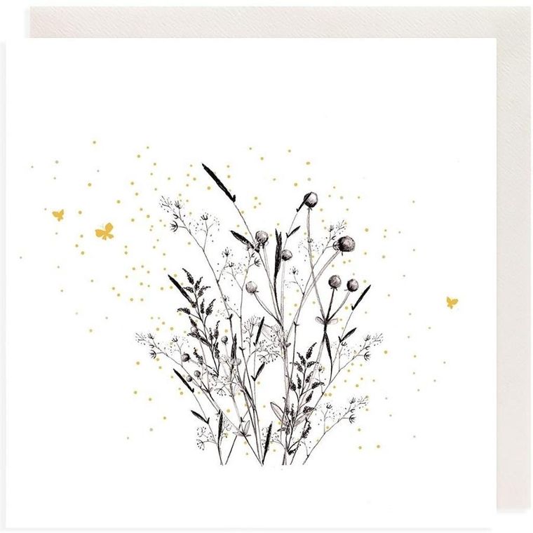 Clear Creations, karnet, złocony kwadrat, Łąka