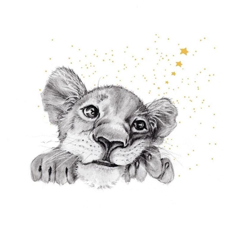 Clear Creations, karnet, złocony kwadrat, Lew