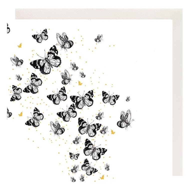 Clear Creations, karnet, złocony kwadrat, Motyle