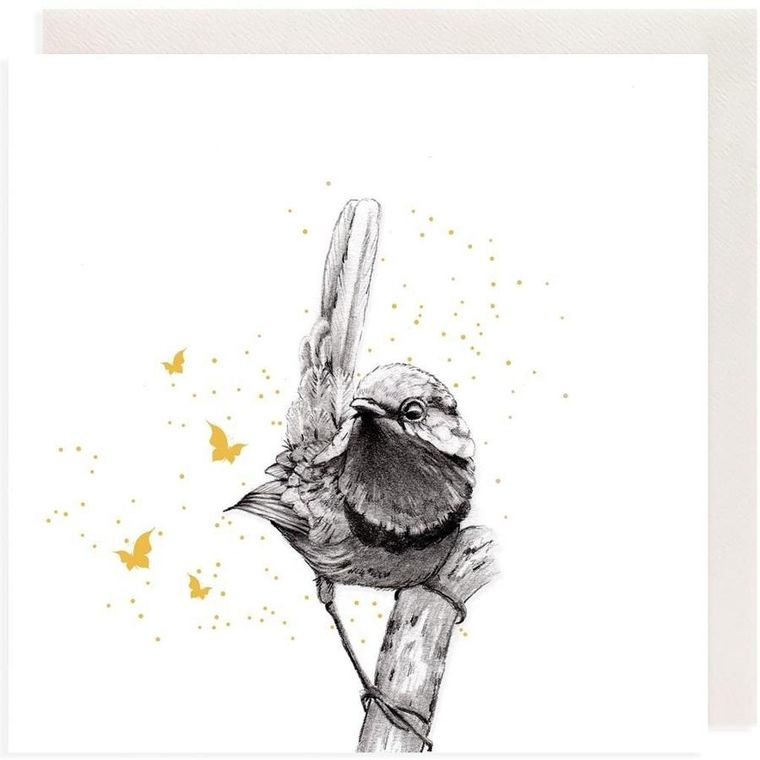 Clear Creations, karnet, złocony kwadrat, Strzyżyk