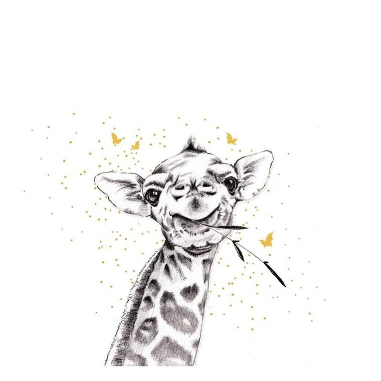 Clear Creations, karnet, złocony kwadrat, Żyrafa