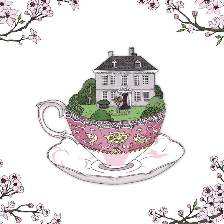 Clear Creations, Swarovski, karnet, kwadrat, Dom w filiżance