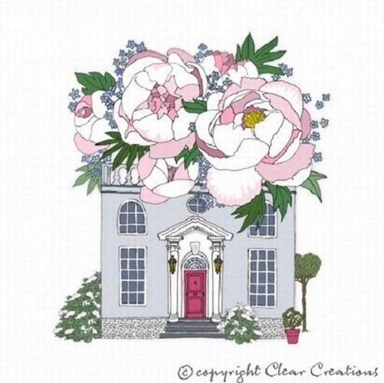 Clear Creations, Swarovski, karnet, kwadrat, Dom z kwiatami