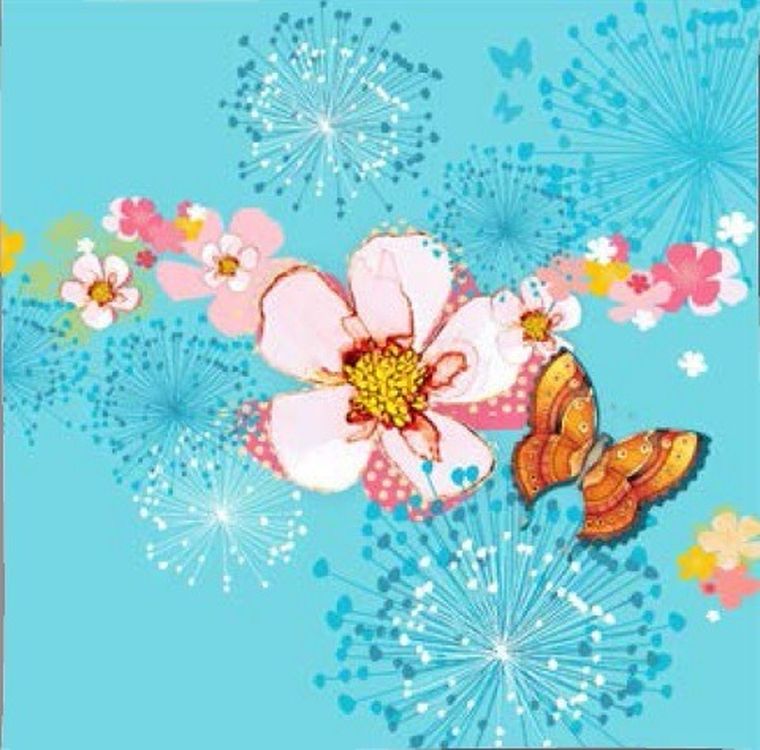 Clear Creations, Swarovski, karnet, kwadrat, Kwiaty, błękitny