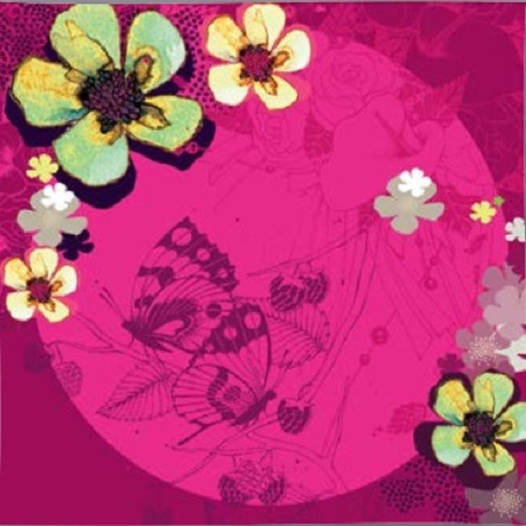 Clear Creations, Swarovski, karnet, kwadrat, Kwiaty, fuksja