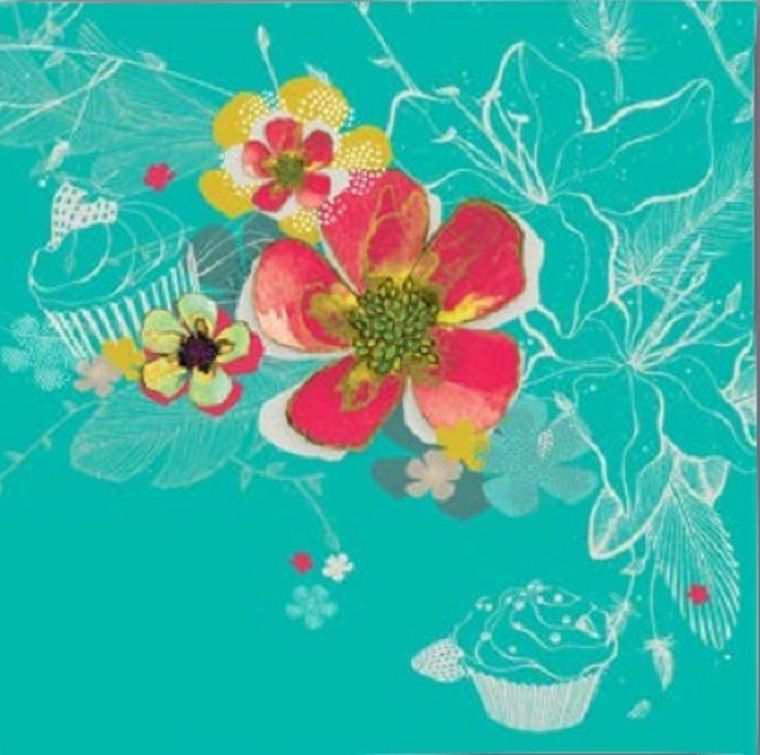 Clear Creations, Swarovski, karnet, kwadrat, Kwiaty, morski