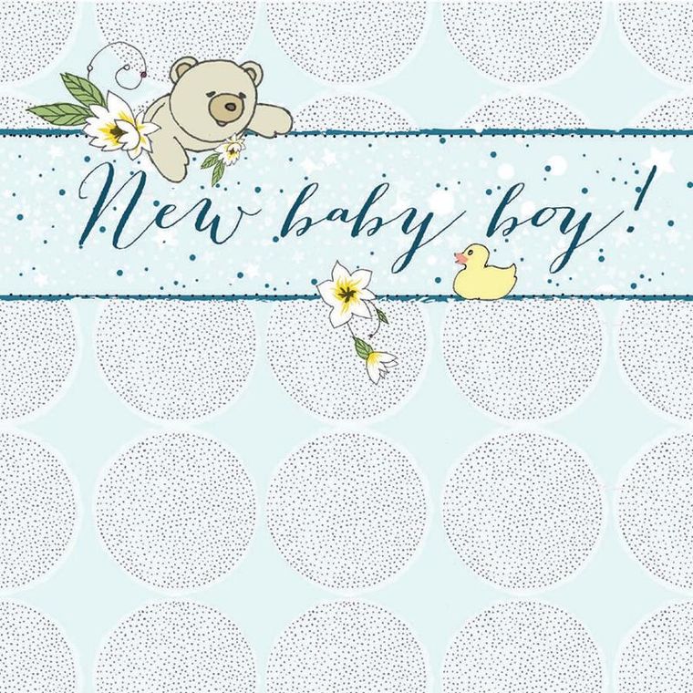 Clear Creations, Swarovski, karnet, kwadrat, Narodziny, miś