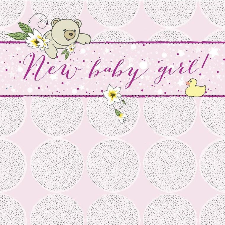 Clear Creations, Swarovski, karnet, kwadrat, Narodziny, miś