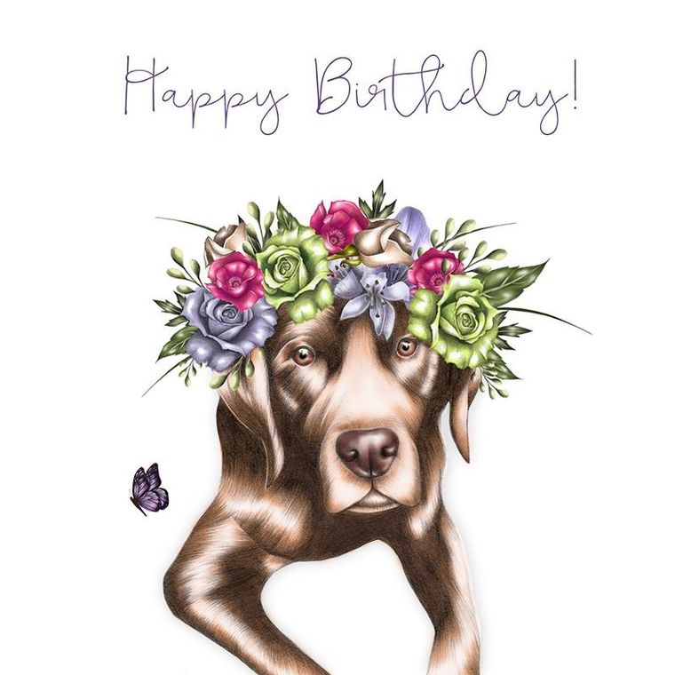 Clear Creations, Swarovski, karnet, kwadrat, Pies z kwiatami