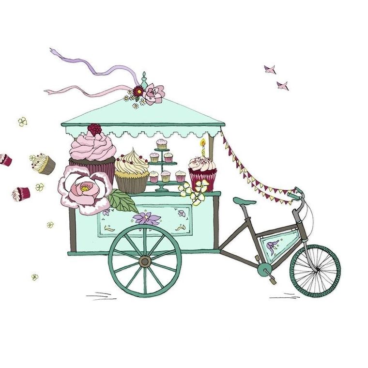 Clear Creations, Swarovski, karnet, kwadrat, rower z babeczkami