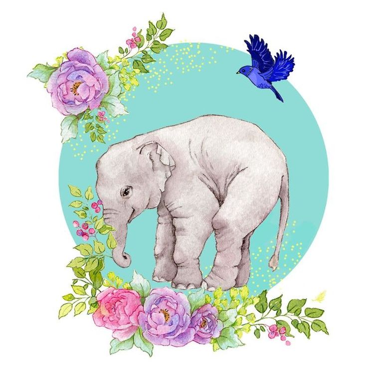 Clear Creations, Swarovski, karnet, kwadrat, Słoń