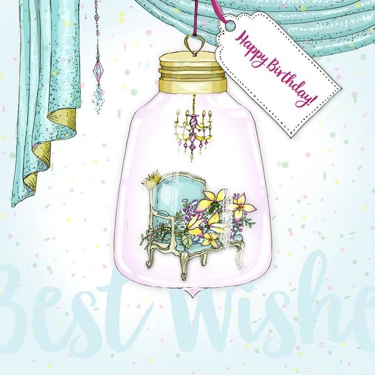 Clear Creations, Swarovski, karnet, kwadrat, Urodziny, fotel