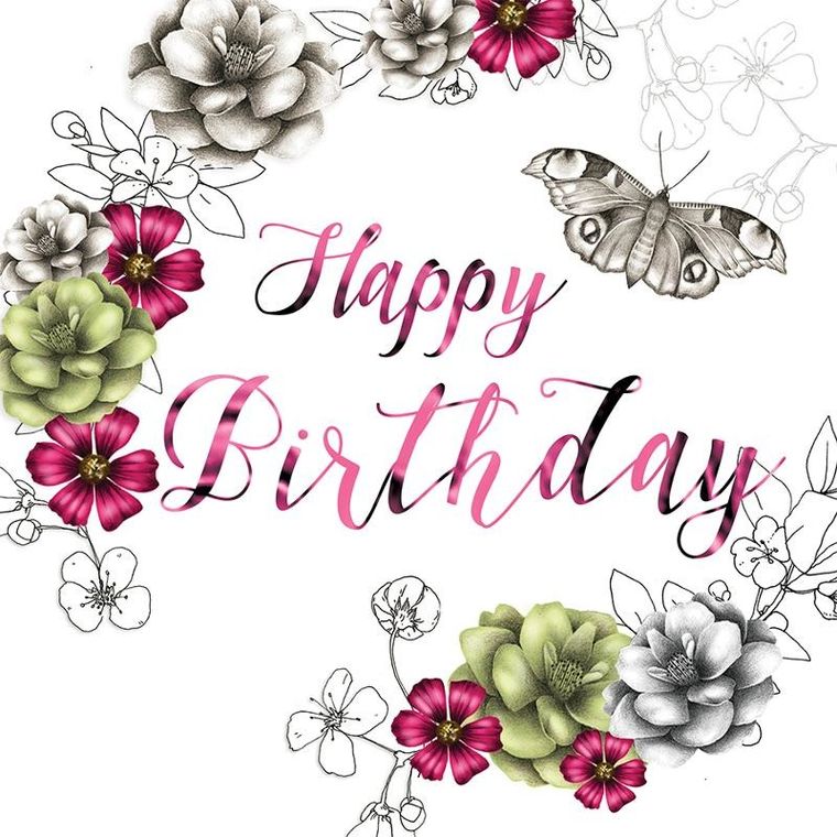 Clear Creations, Swarovski, karnet, kwadrat, Urodziny, kwiaty