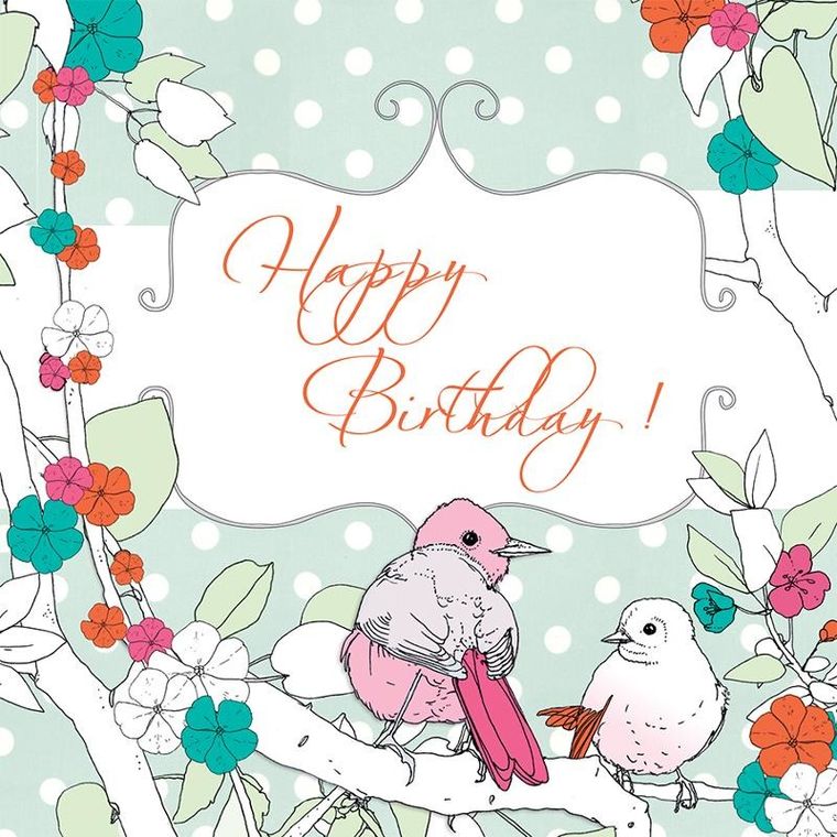 Clear Creations, Swarovski, karnet, kwadrat, Urodziny, ptaszki