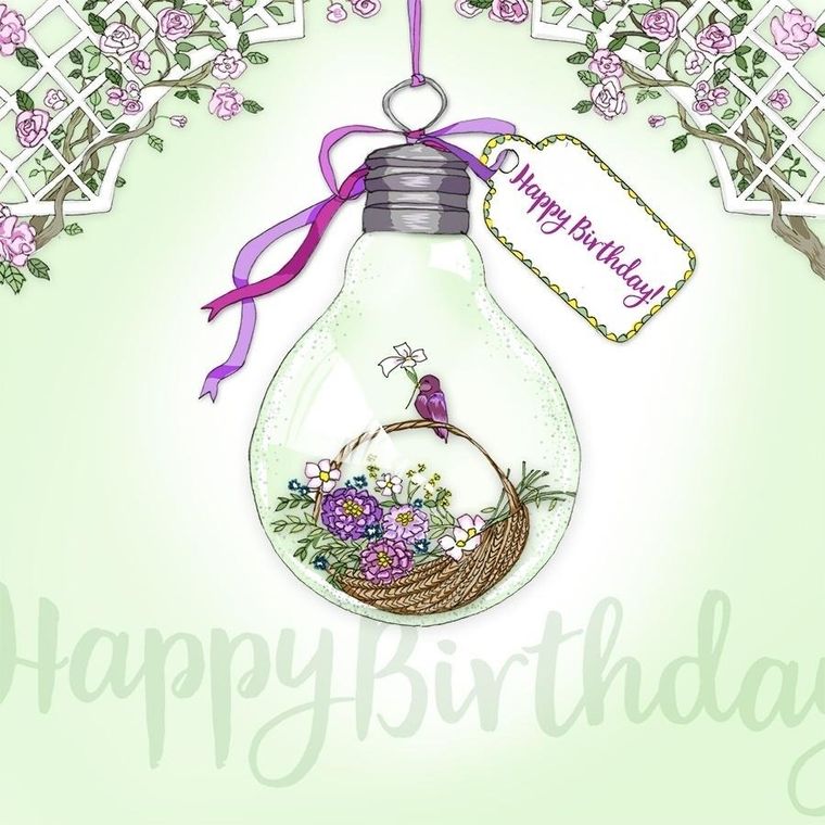 Clear Creations, Swarovski, karnet, kwadrat, Urodziny, żarówka