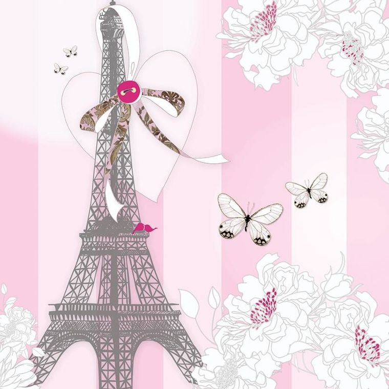 Clear Creations, Swarovski, karnet, kwadrat, Wieża Eiffla motyle