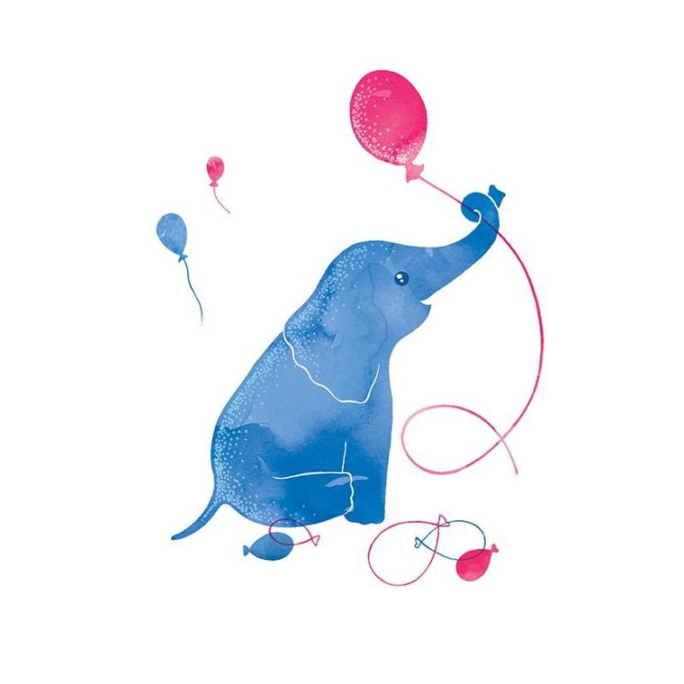 Clear Creations, Swarovski, karnet, Niebieski, słoń