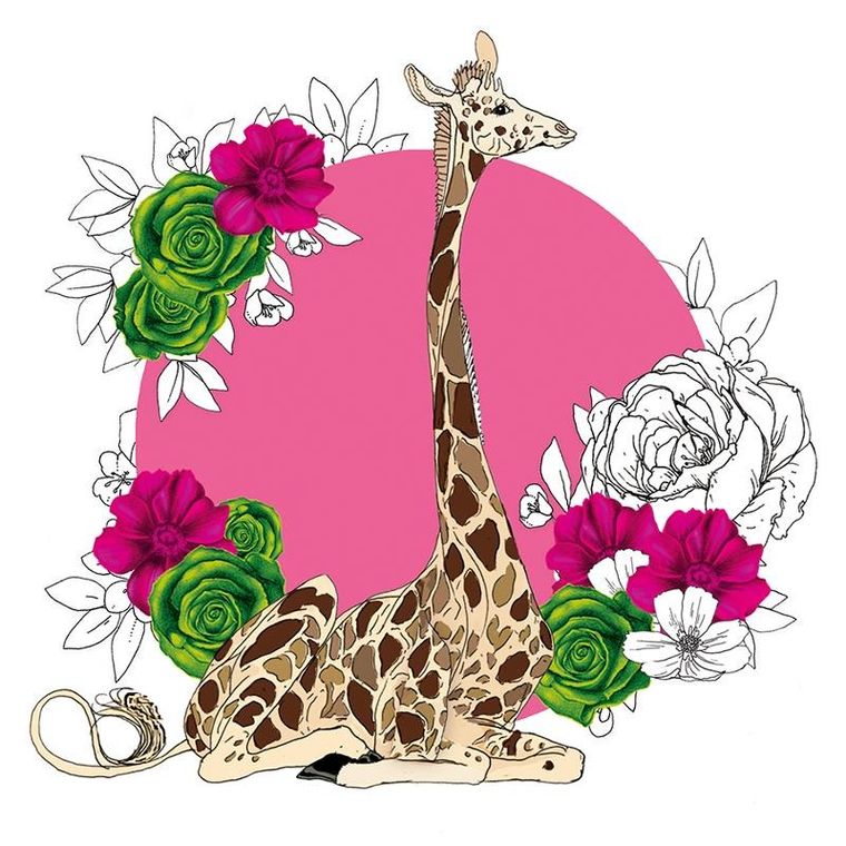 Clear Creations, Swarovski, karnet, żyrafa kwiaty