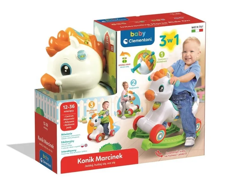 Clementoni, Baby, Konik Marcinek, 3w1, zabawka interaktywna