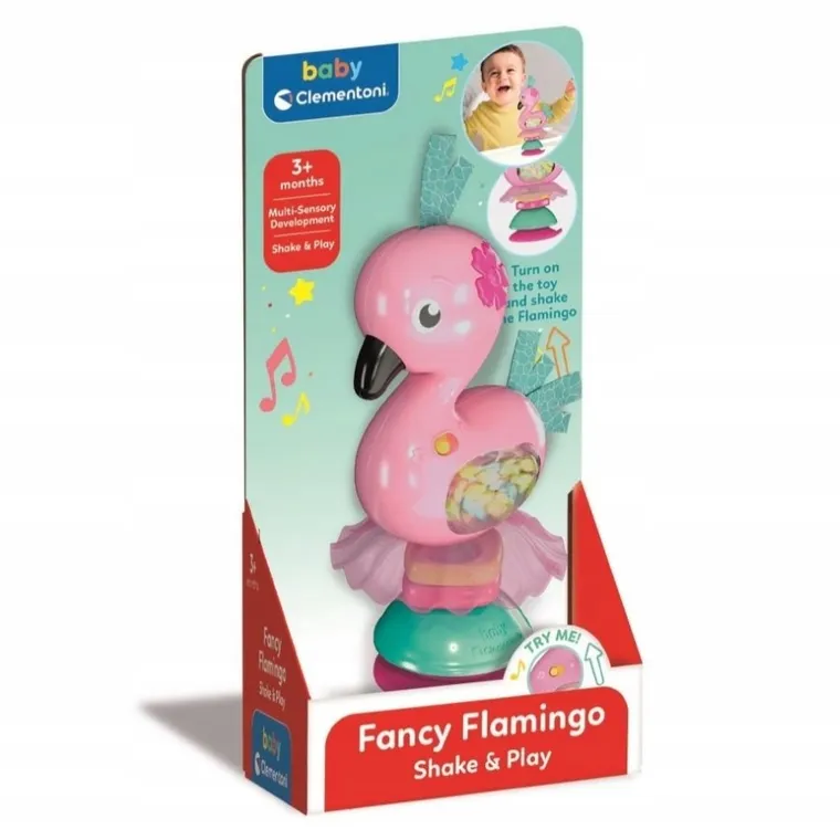 Clementoni, Baby, modny flaming, grzechotka