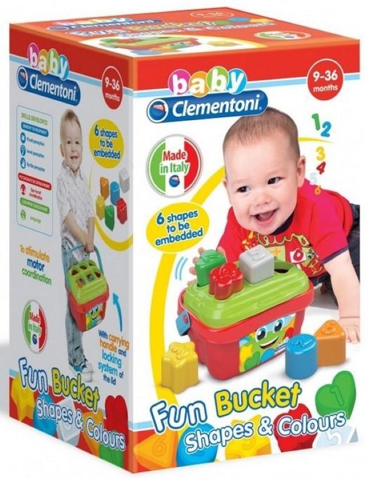 Clementoni, Baby, wiaderko aktywności, sorter kształtów