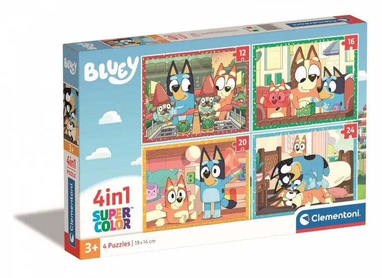 Clementoni, Bluey, puzzle, 4w1, 72 elementy