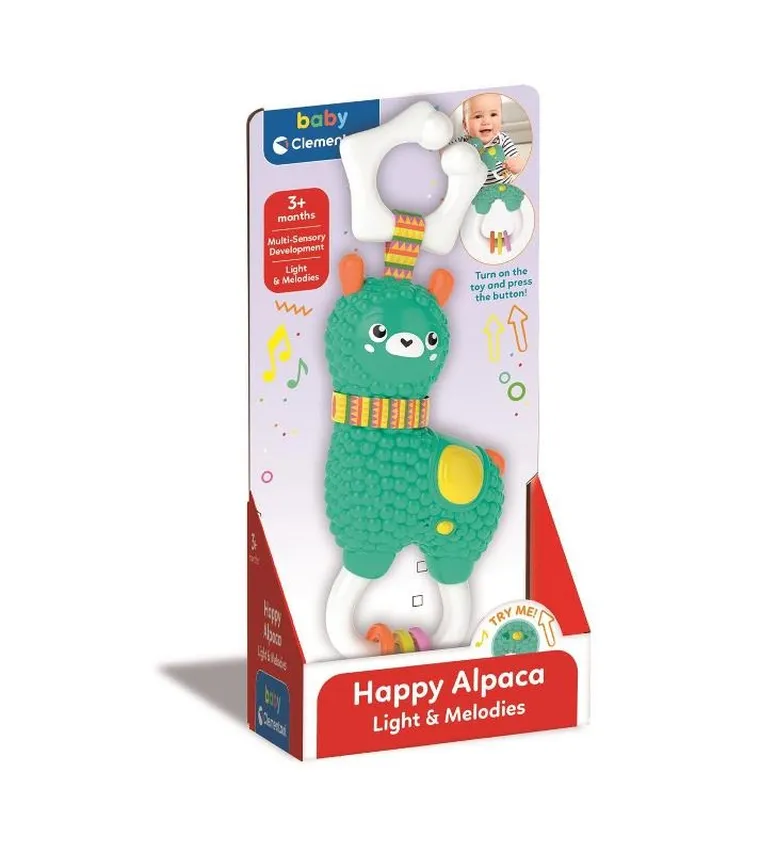 Clementoni, grzechotka, szczęśliwa alpaka