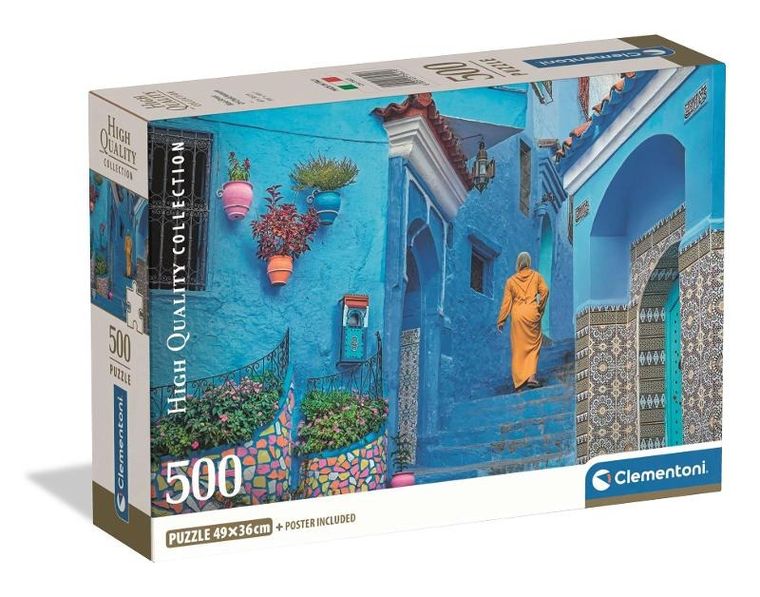 Clementoni, High Quality, Blue Street of Chefchaouen, puzzle, 500 elementów