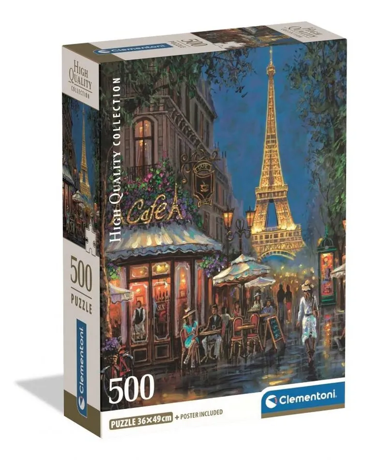 Clementoni, High Quality, Night At The Eiffel Cafe, puzzle, 500 elementów