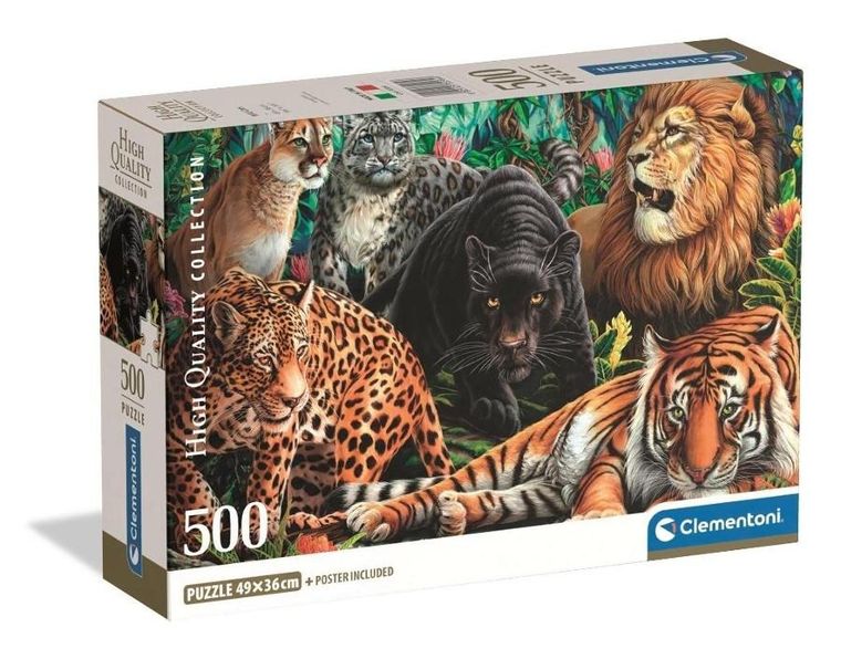 Clementoni, High Quality, Wild Cats, puzzle, 500 elementów