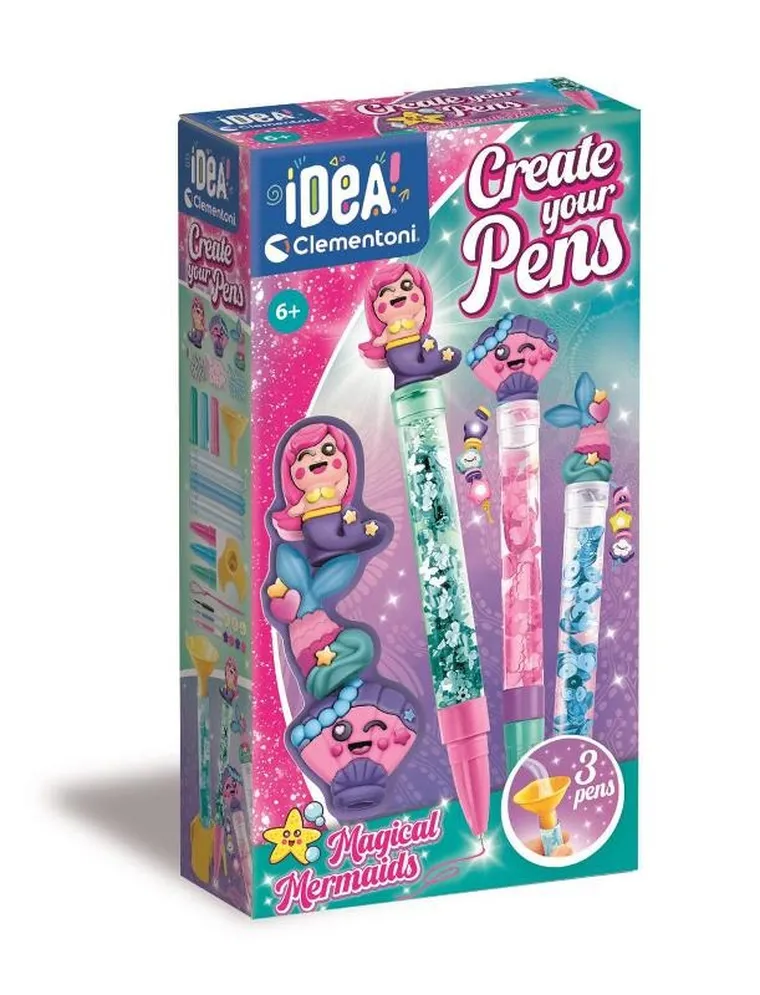 Clementoni, Idea, mini fabryka długopisów, zestaw kreatywny, Syrenki