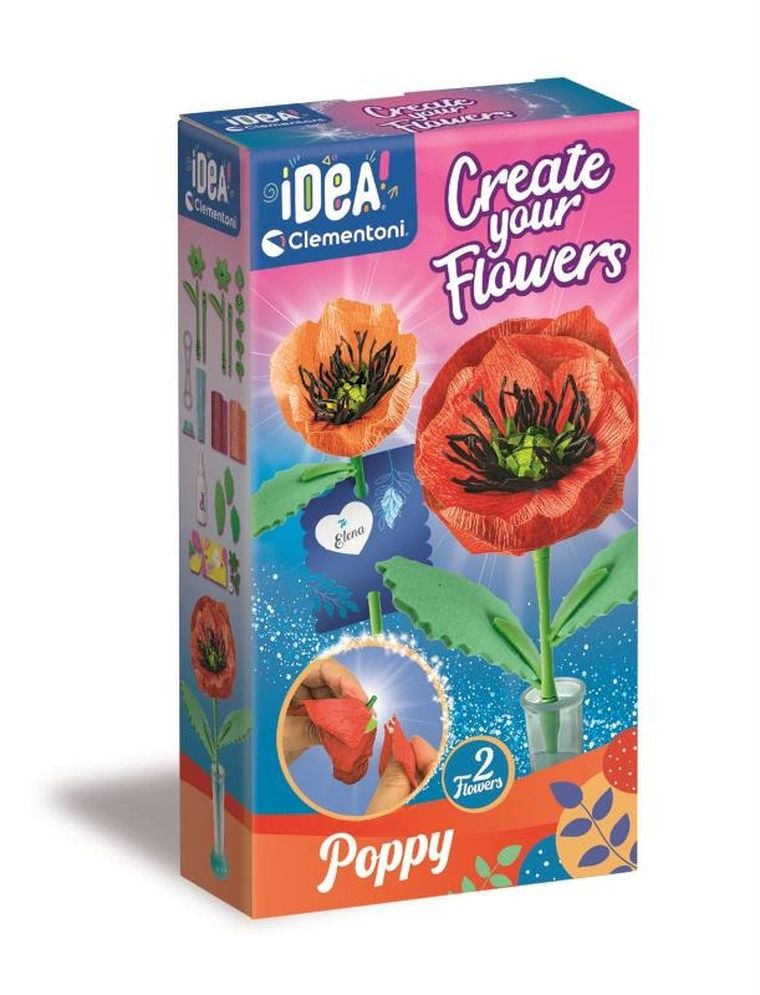 Clementoni, Idea, Mini fabryka kwiatów, mak, zestaw kreatywny