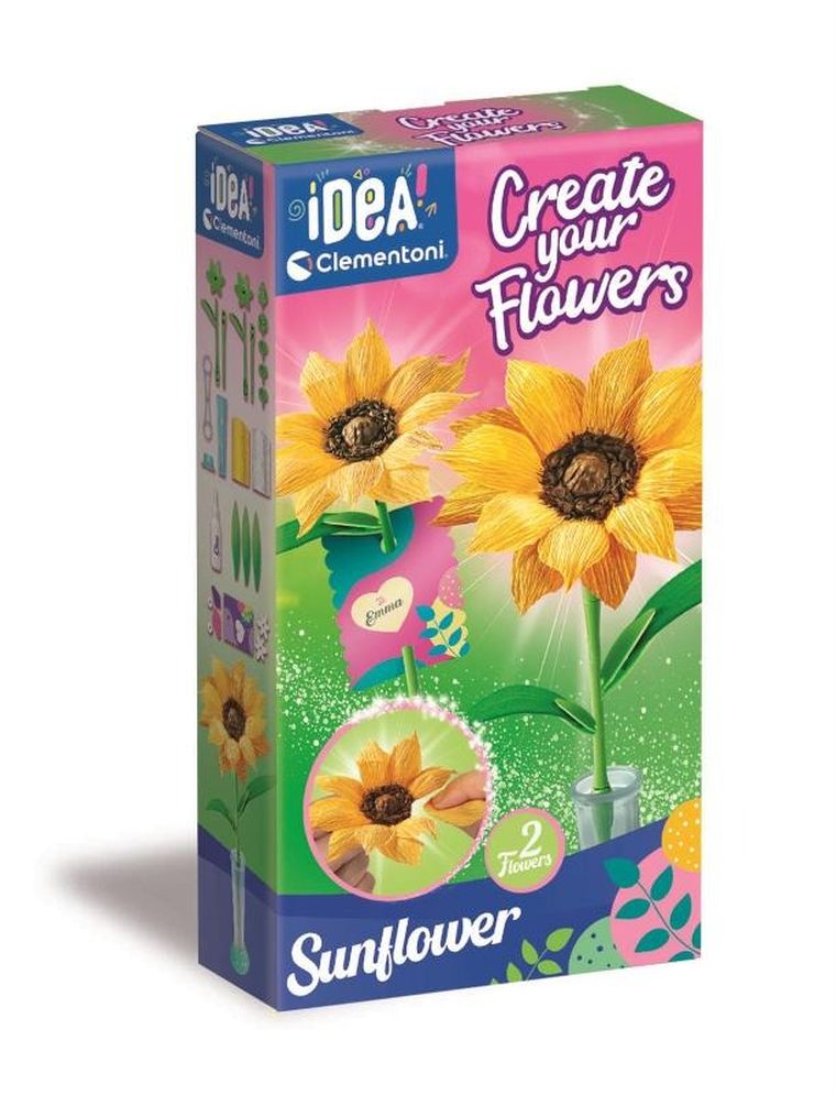 Clementoni, Idea, Mini fabryka kwiatów, słonecznik, zestaw kreatywny