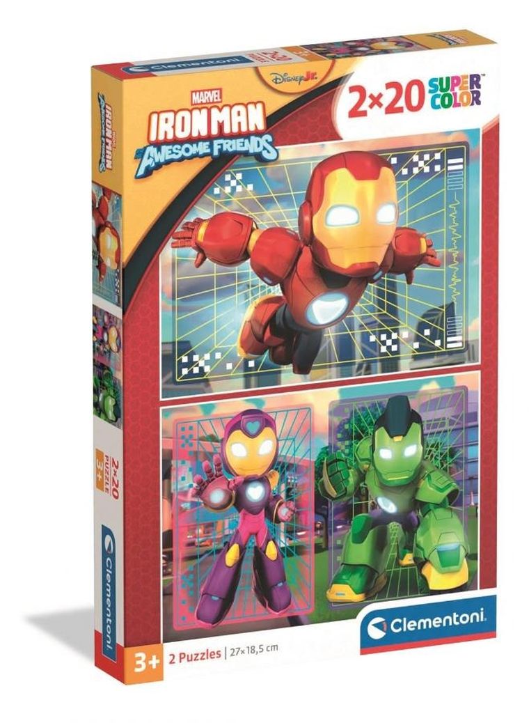 Clementoni, Iron Man i super ekipa, puzzle, 2-20 elementów