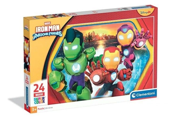 Clementoni, Iron Man i super ekipa, puzzle maxi, 24 elementy