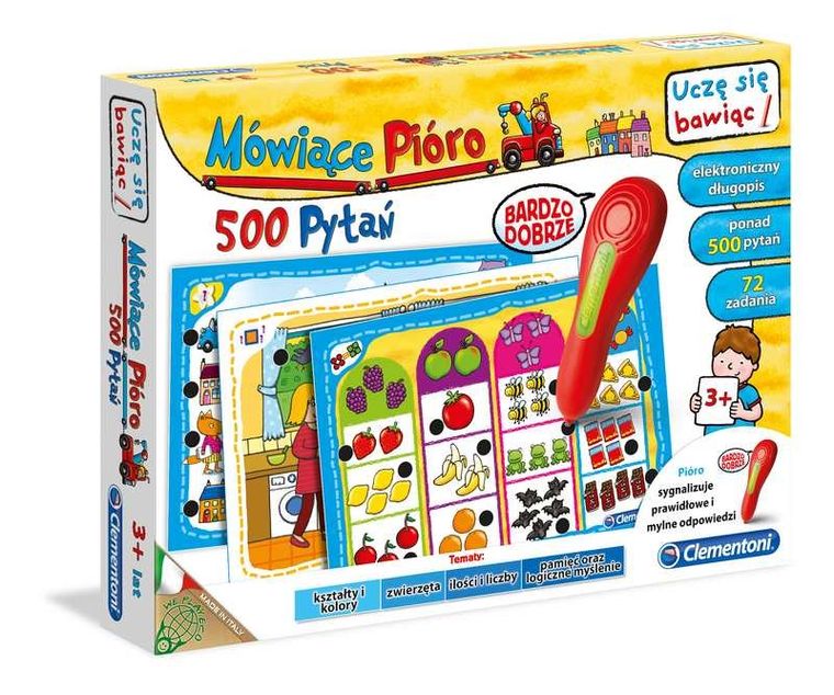 Clementoni, Mówiące pióro, 500 pytań dla przedszkolaka, zestaw edukacyjny