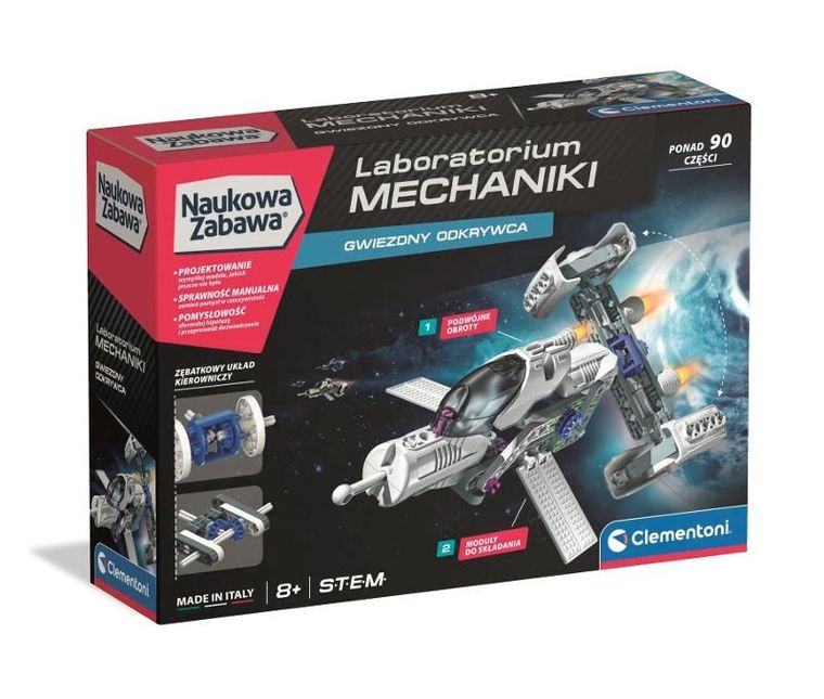 Clementoni, Naukowa zabawa, Laboratorium mechaniki, Gwiezdny odkrywca, zestaw konstrukcyjny