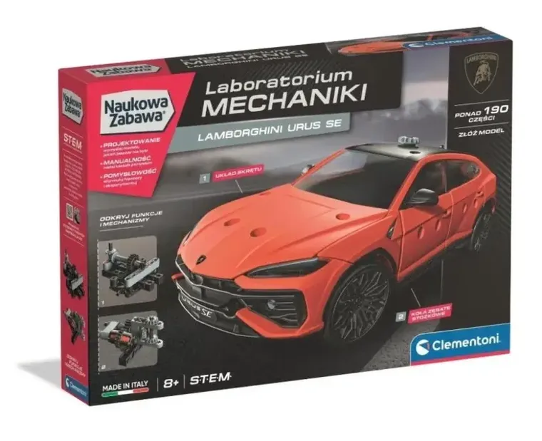 Clementoni, Naukowa Zabawa, Laboratorium Mechaniki, Lamborghini Urus, zestaw konstrukcyjny