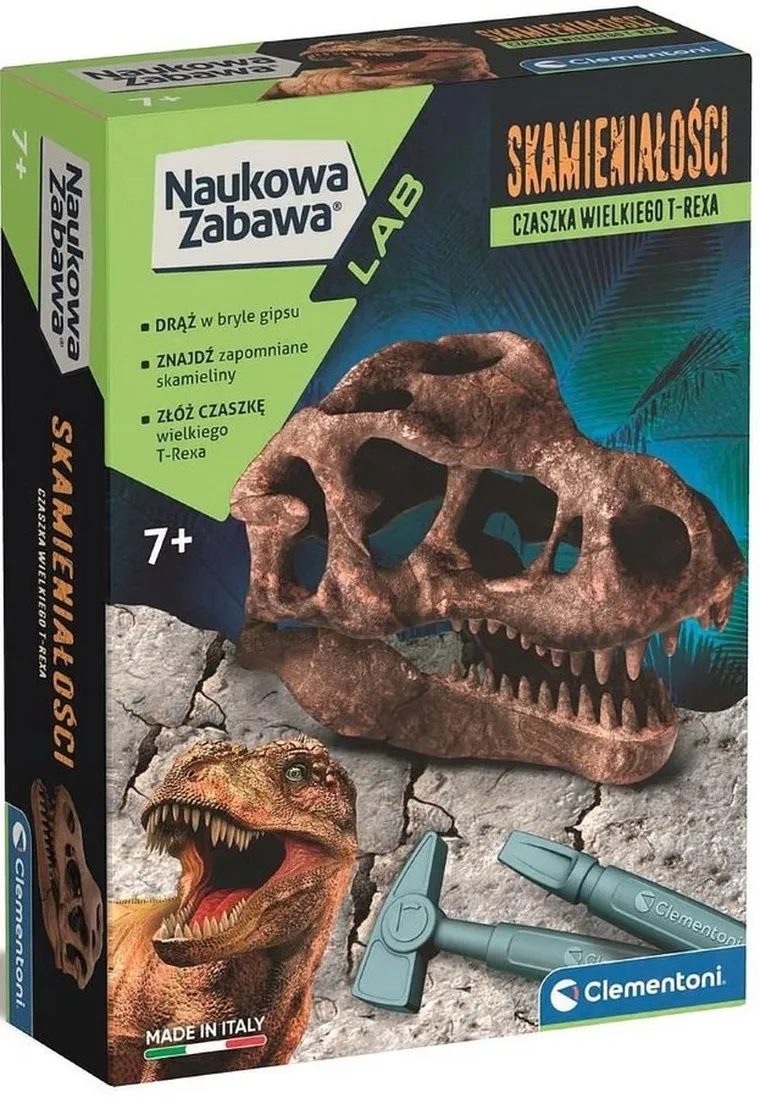 Clementoni, Naukowa Zabawa, Skamieniałości, Czaszka Wielkiego T-Rexa, zestaw edukacyjny