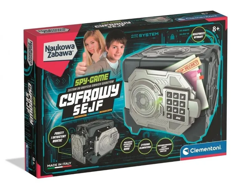 Clementoni, Naukowa Zabawa, Spy-Game, Cyfrowy sejf, zestaw do ukrycia sekretów