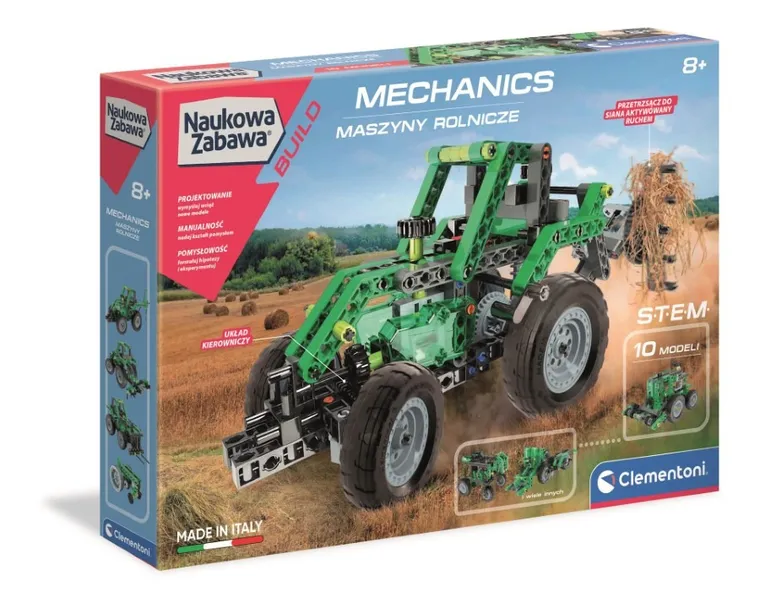 Clementoni, Naukowa Zabawa, Technologic, Laboratorium Mechaniki, Maszyny rolnicze, zestaw edukacyjny, 200 elementów
