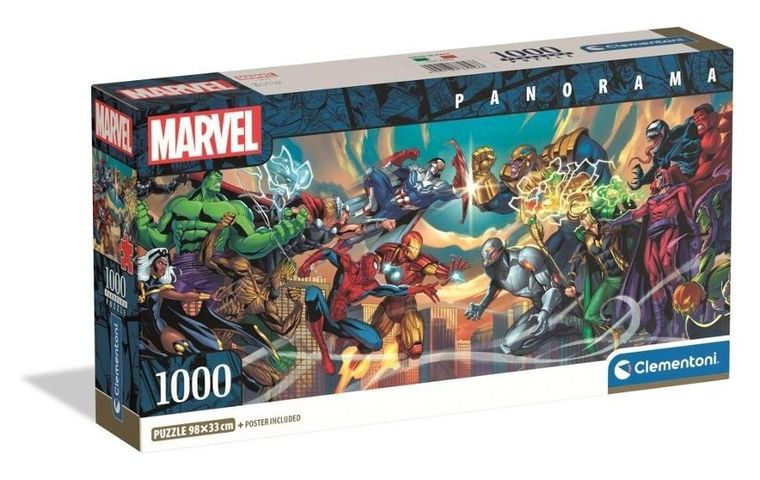 Clementoni, Panorama, Marvel, Heroes vs Villans, puzzle, 1000 elementów
