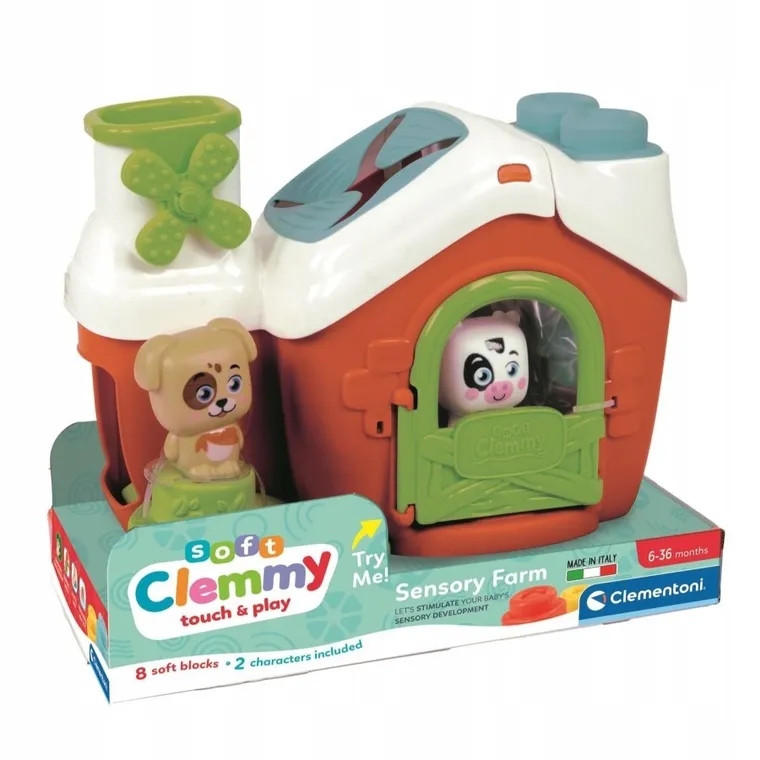 Clementoni, Soft Clemmy, farma sensoryczna, zwierzątka i klocki