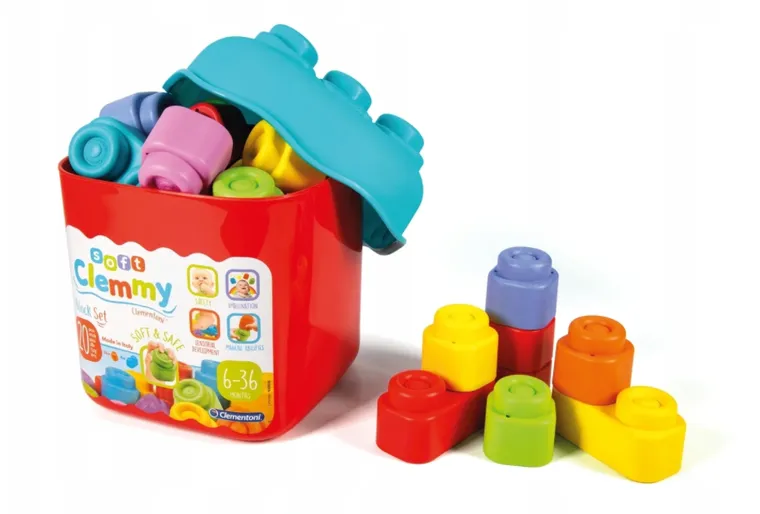 Clementoni, Soft Clemmy, klocki w wiaderku, 20 elementów