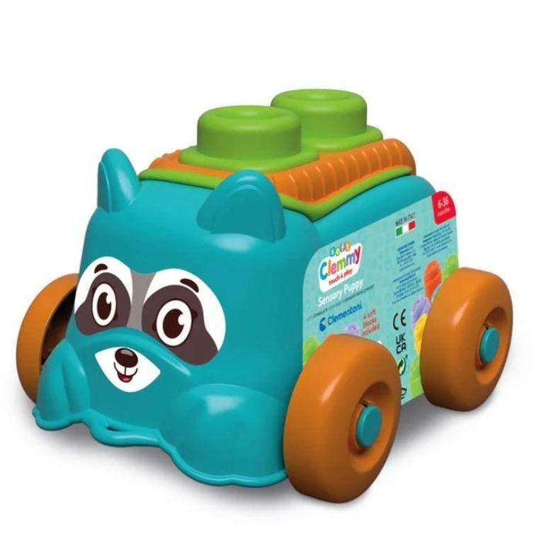 Clementoni, Soft Clemmy, Sensoryczny szczeniak, pojemnik do przenoszenia klocków