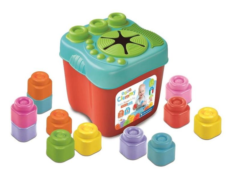 Clementoni, Soft Clemmy, wiaderko z miękkimi klockami, 15 elementów