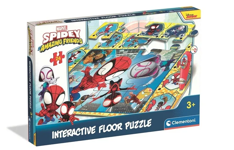Clementoni, Spidey, interaktywne puzzle podłogowe, 24 elementy