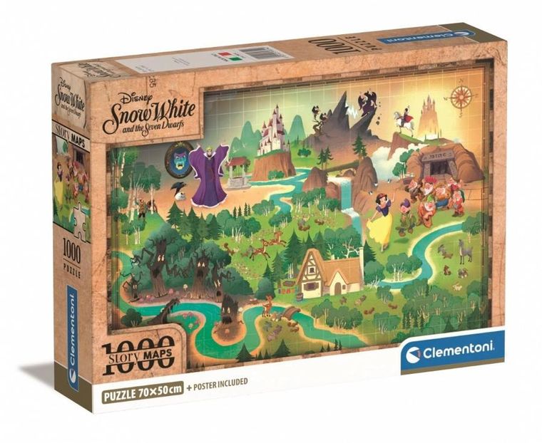 Clementoni, Story Maps, Królewna Śnieżka, puzzle, 1000 elementów