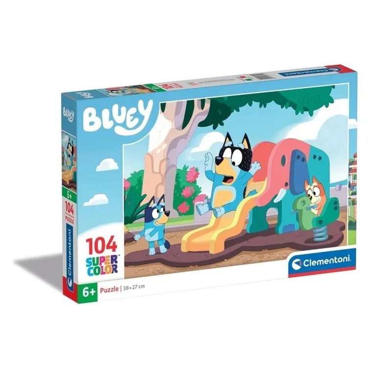 Clementoni, Super Color, Bluey, puzzle, 104 elementy