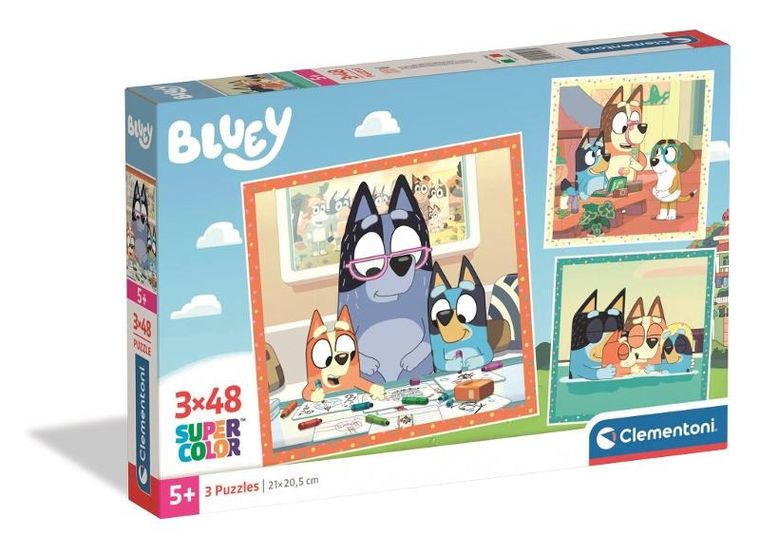 Clementoni, Super Color, Bluey, puzzle, 3-48 elementów